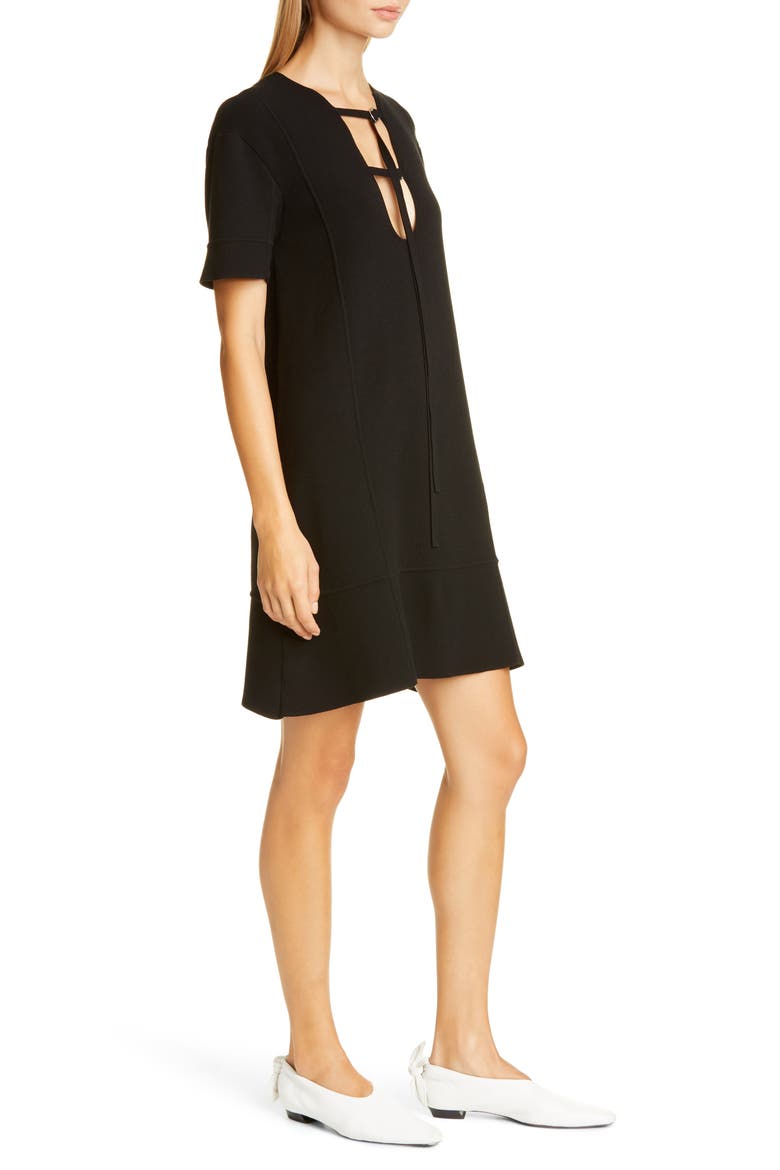 Tie Detail Jersey Dress, Alternate, color, BLACK
