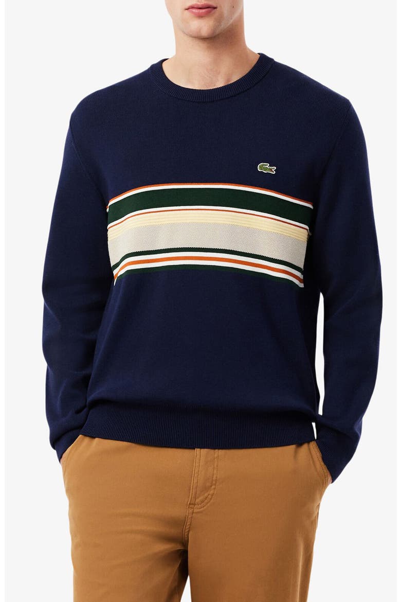 Ottoman Stitch Stripe Cotton & Wool Sweater, Main, color, 9IL NAVY BLUE/ SINOPLE-LAPLAND