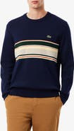 Lacoste Ottoman Stitch Stripe Cotton & Wool Sweater