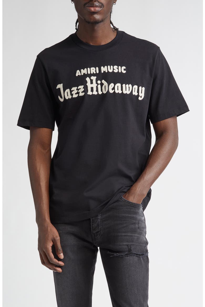 Jazz Hideaway Embroidered T-Shirt, Main, color, BLACK
