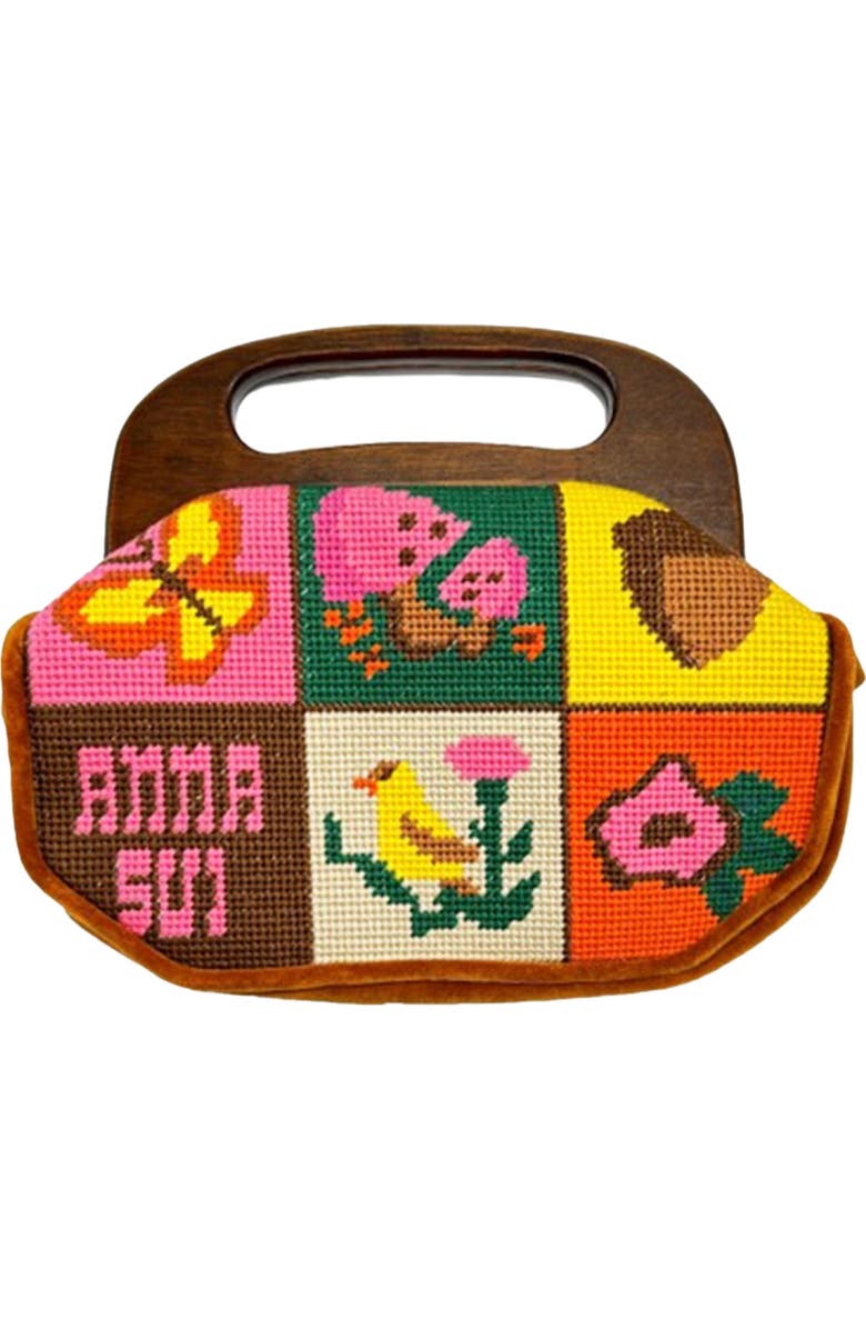 Anna Sui Needlepoint and Velveteen Purse, Main, color,