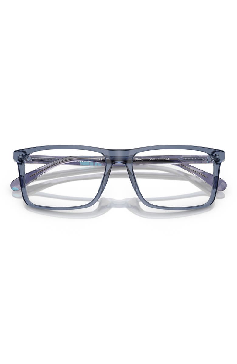 COACH 58mm Rectangle Optical Glasses, Alternate, color, Transparent Blue / Demo Lens