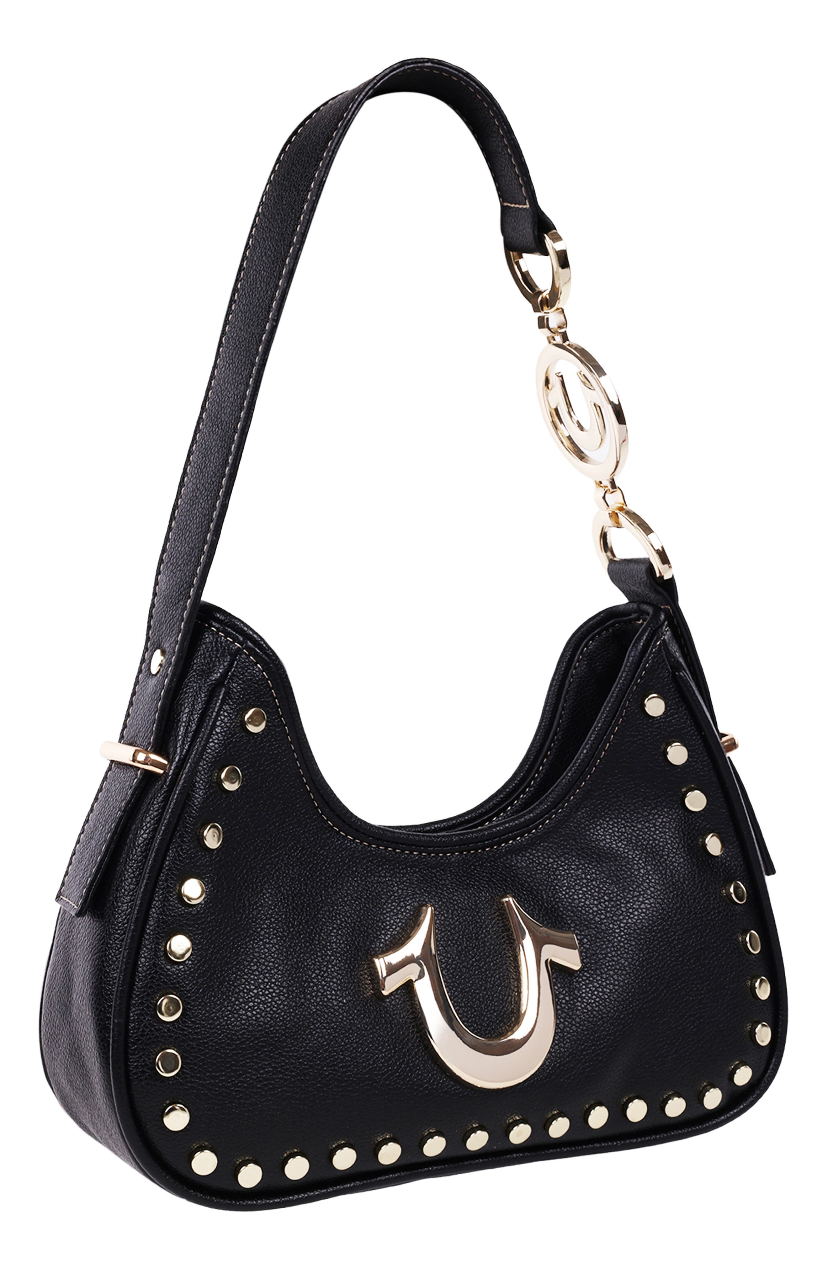 True Religion Studded Horseshoe Shoulder Bag, Alternate, color, 