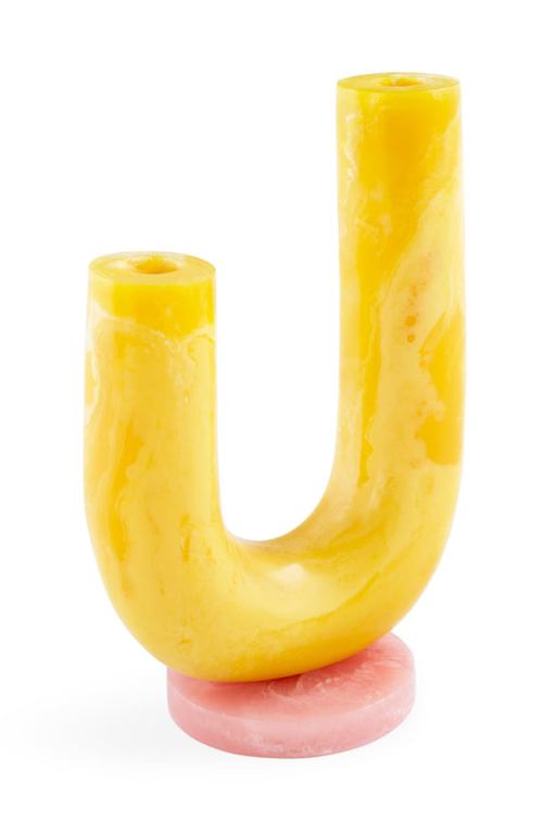 Jonathan Adler Mustique Double Tube Vase In Yellow/pink