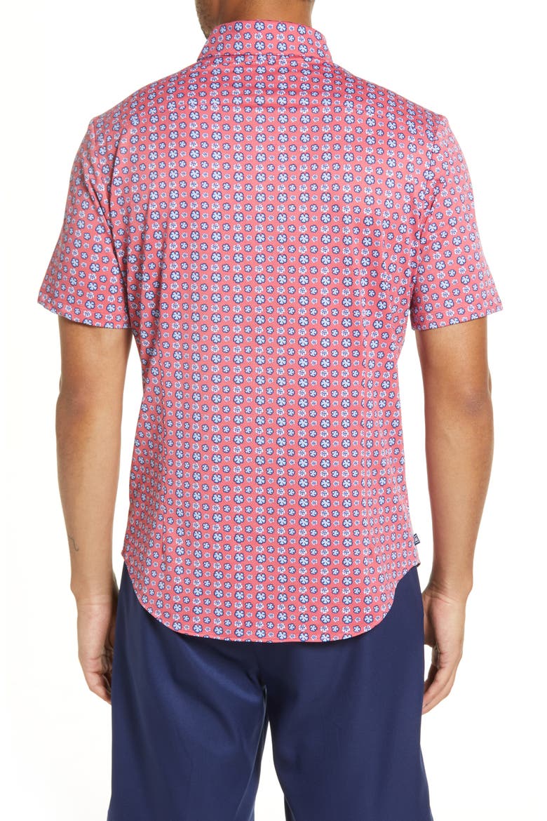 Men's Halyard Floral Short Sleeve Stretch Button-Up Shirt, Alternate, color, RED FLORAL PRINT