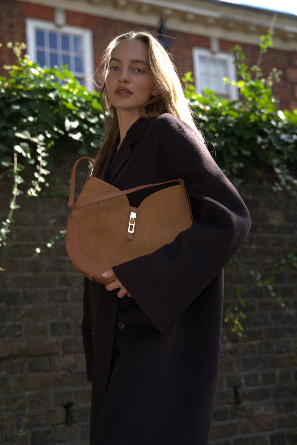 Cotswolds Genuine Suede Leather Shoulder Bag, Alternate, color, Brown