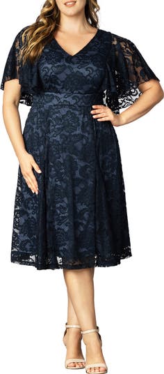 Maxi Dress Fit Flare Plus Size Dress Whisper Plus Size Navy Fit And Flare  Cocktail Dress
