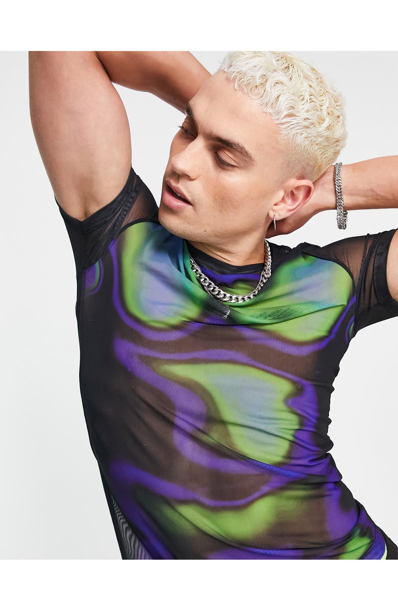 ASOS DESIGN Mesh Skinny Fit T-Shirt, Alternate, color,