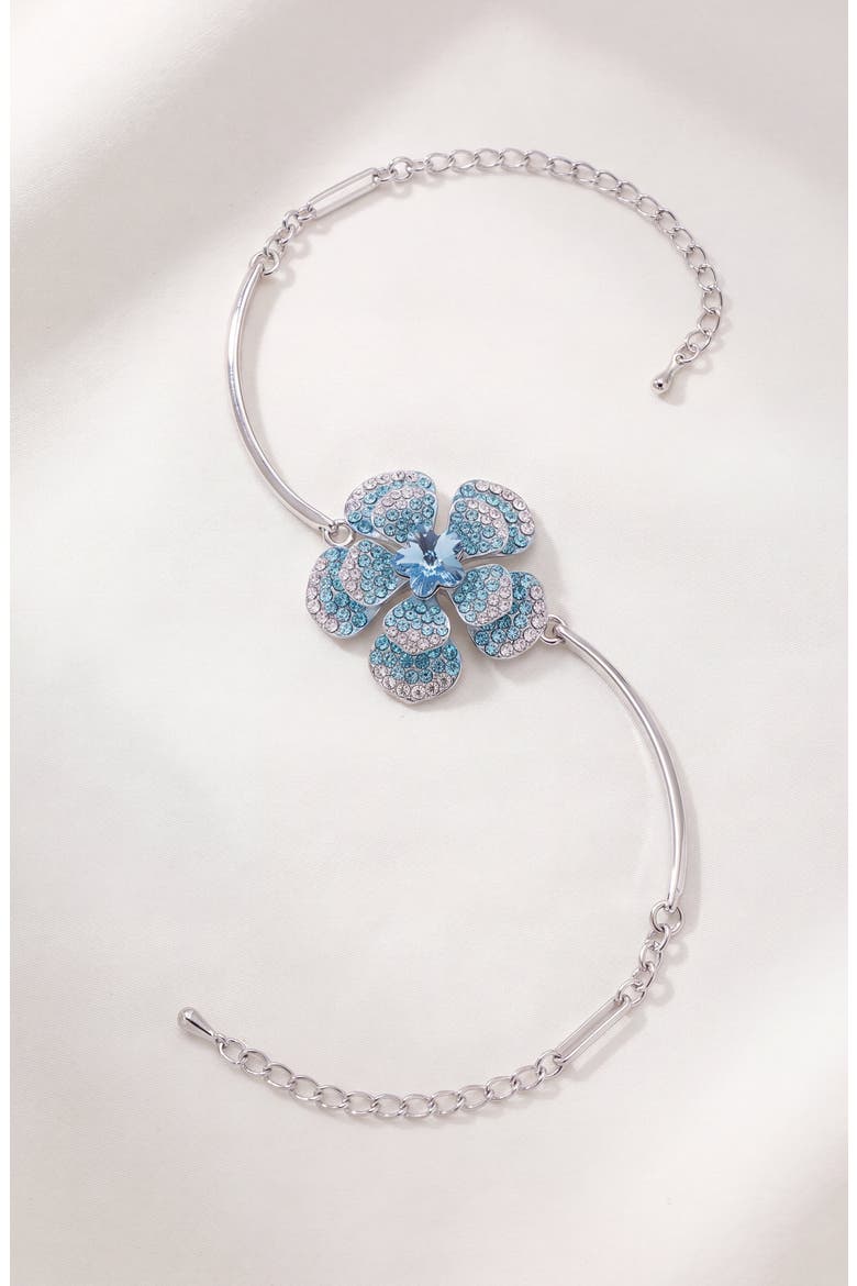Crystal Flower Blossom Bracelet, Alternate, color, Silver Tone