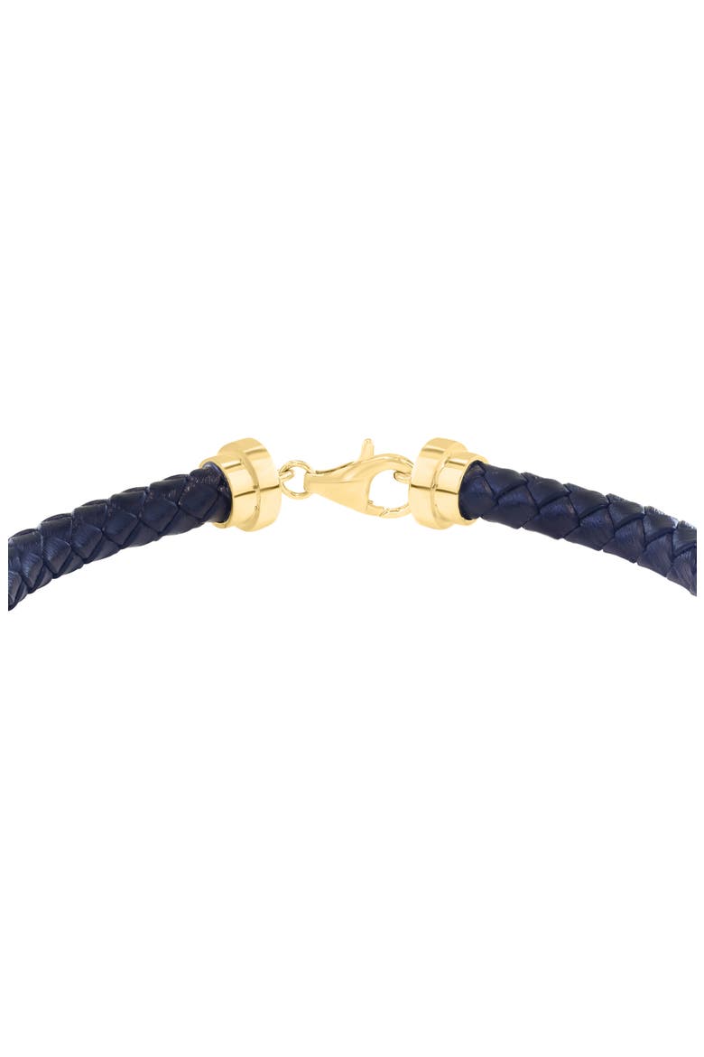 Diamond & Woven Leather Cord Bracelet, Alternate, color, BLACK