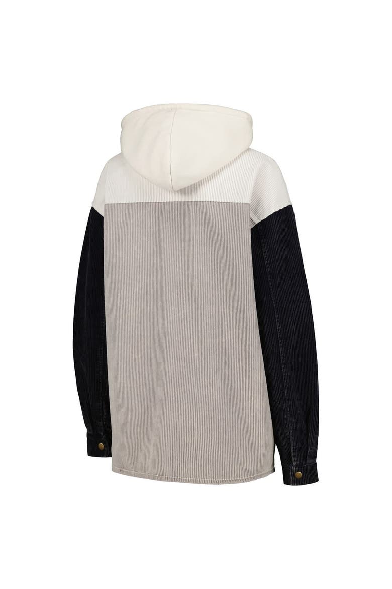 Women's Gameday Couture Gray West Virginia Mountaineers Vintage Wash Corduroy Full-Snap Hooded Shacket, Alternate, color, Gray