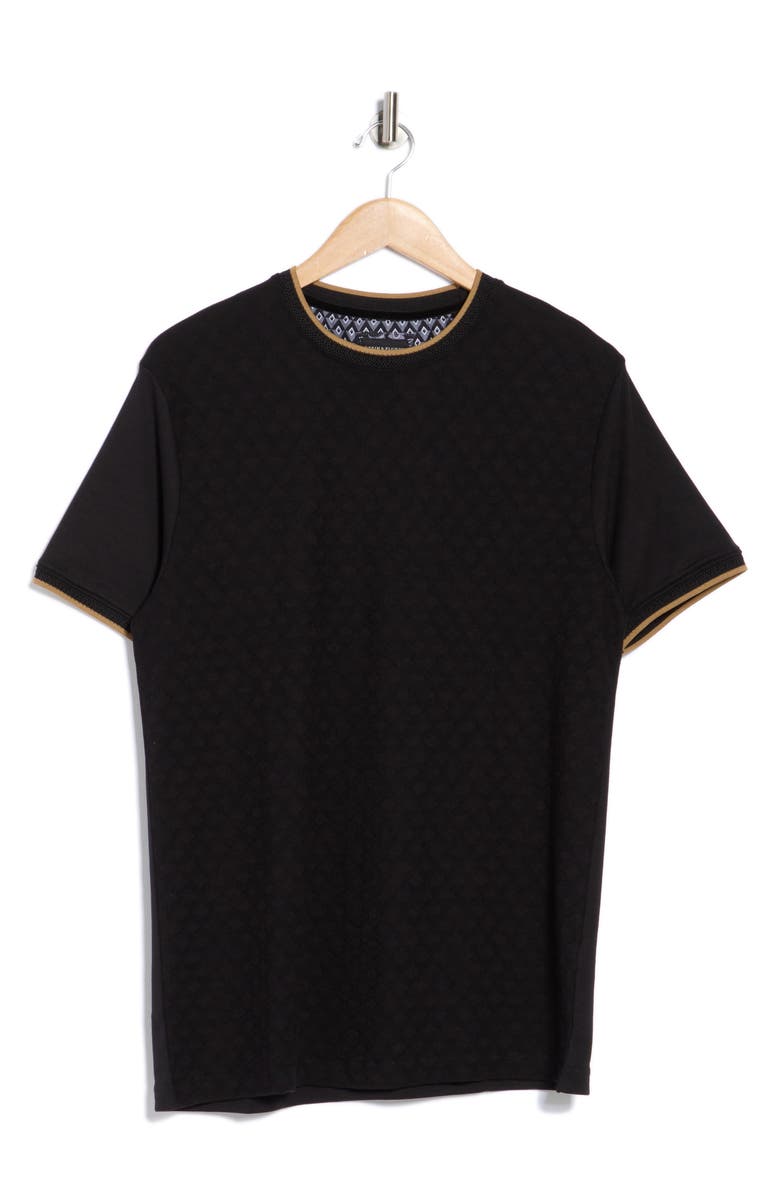 DENIM AND FLOWER Texture Knit Crew T-Shirt, Alternate, color, Black