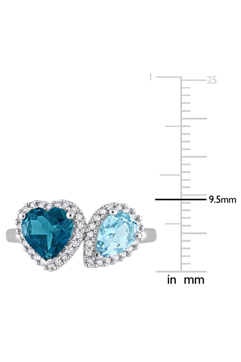 Blue Topaz & Diamond Heart Halo Ring 10k, Alternate, color, Blue Topaz