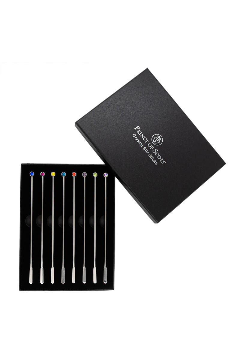 Prince of Scots Bright Gem Crystal Cocktail Stir Sticks, Alternate, color, Silver