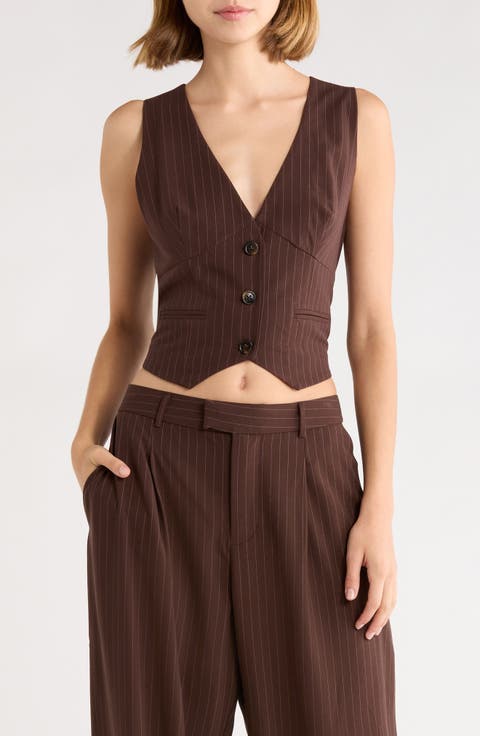 Pinstripe Button Front Vest