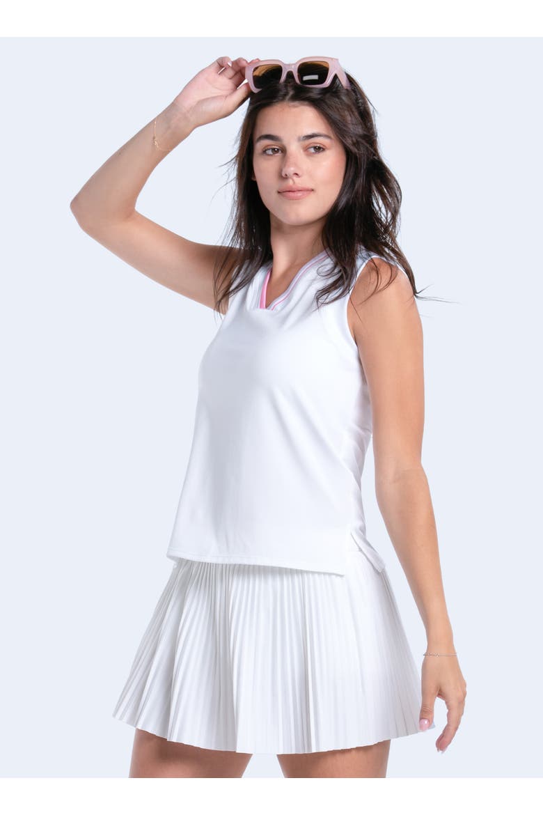 Woven Strokes Pleated Skirt, Alternate, color, White