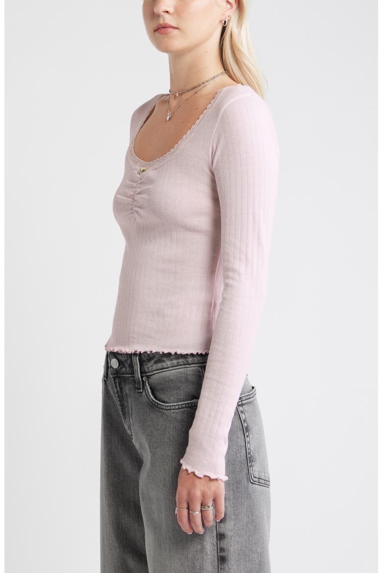 Pointelle Long Sleeve T-Shirt, Alternate, color, PINK PRIMROSE