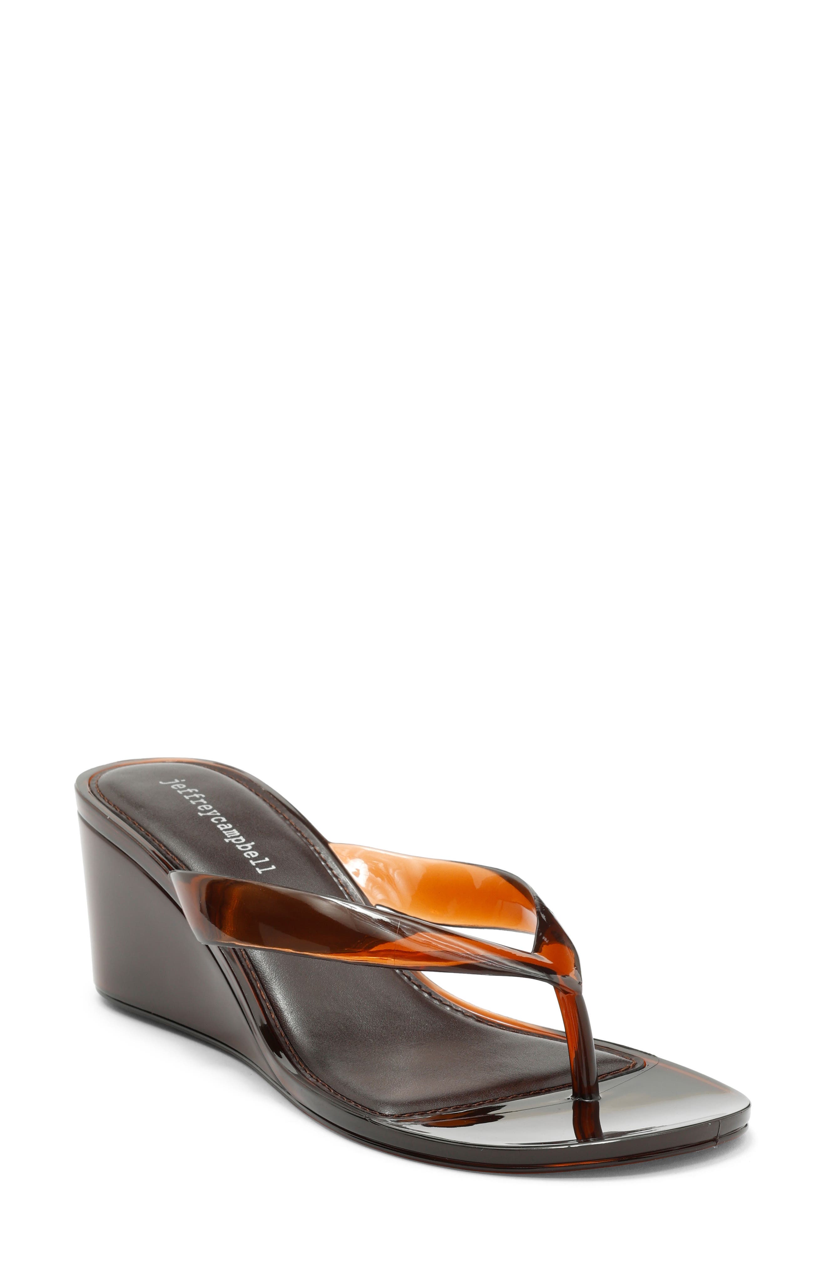Jeffrey Campbell Gigabyte Wedge Flip Flop, Main, color, Brown