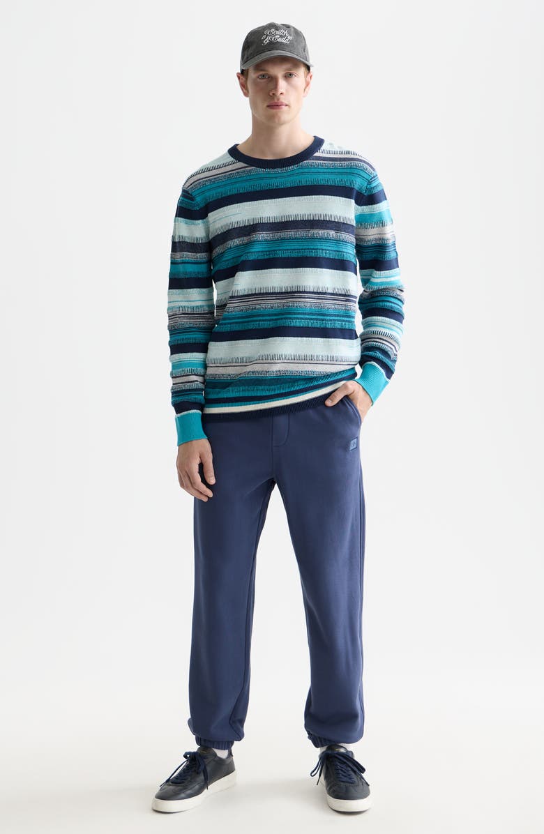 Scotch & Soda Stripe Cotton Sweater, Alternate, color, Tahitian Blue Stripe