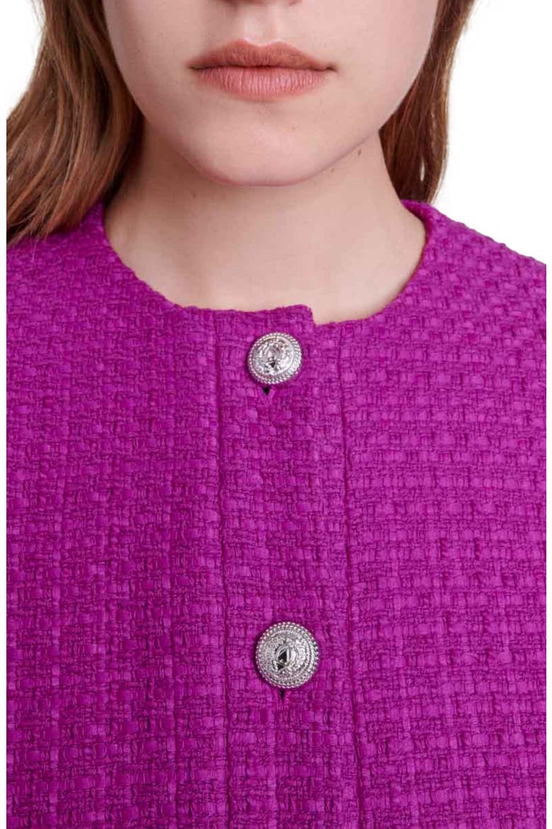 Vienna Tweed Crop Blazer, Alternate, color, FUCHSIA PINK