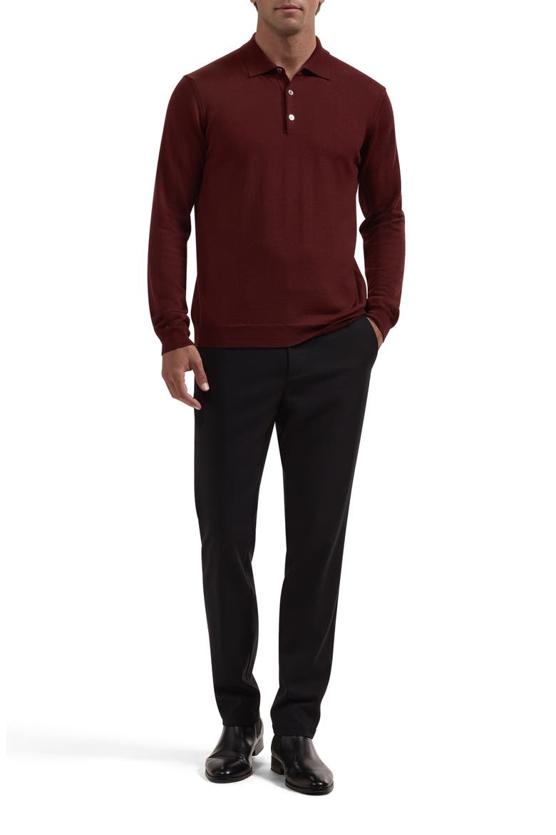 Merino Wool Polo Sweater, Alternate, color, BURGUNDY
