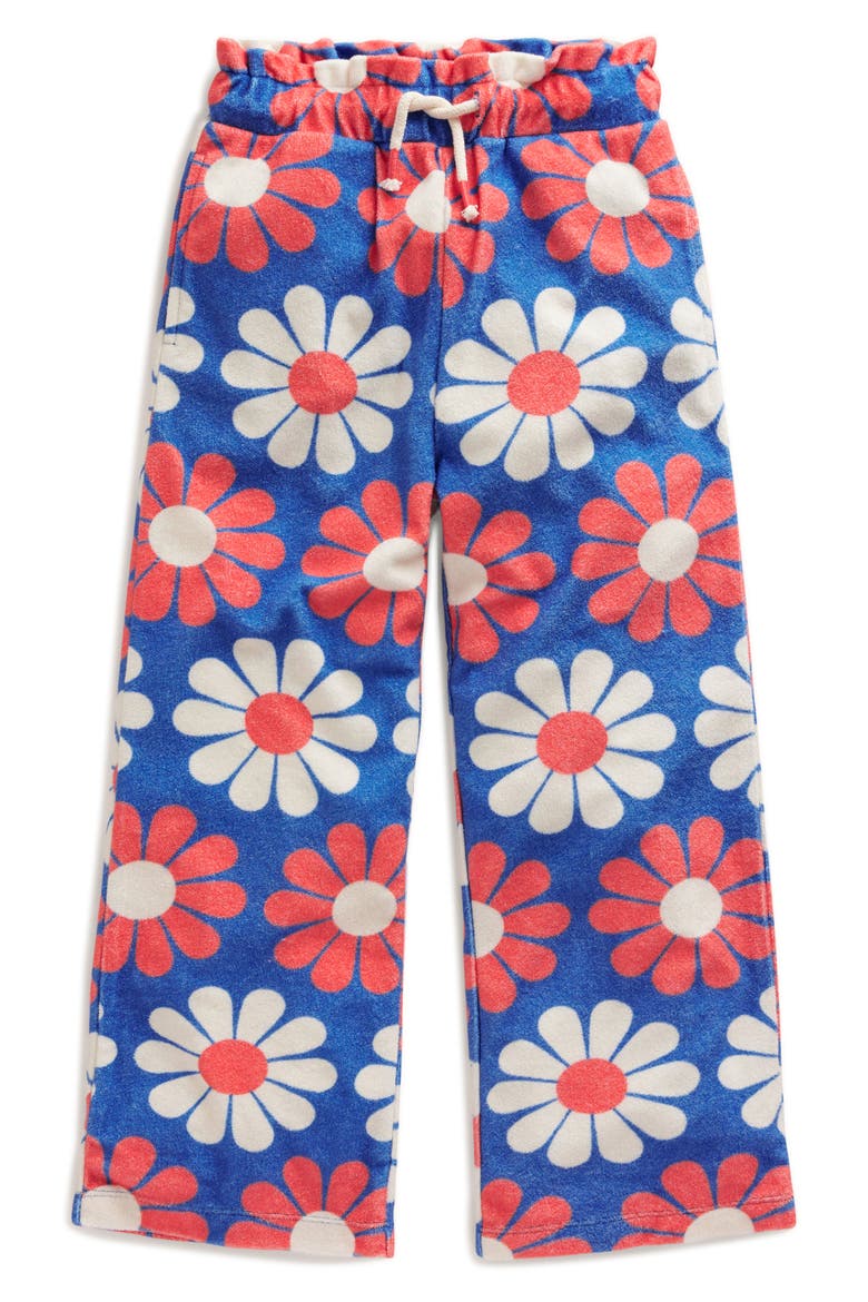 Kids' Flower Print Terry Cloth Pants, Main, color, CABANA BLUE GEO DAISY