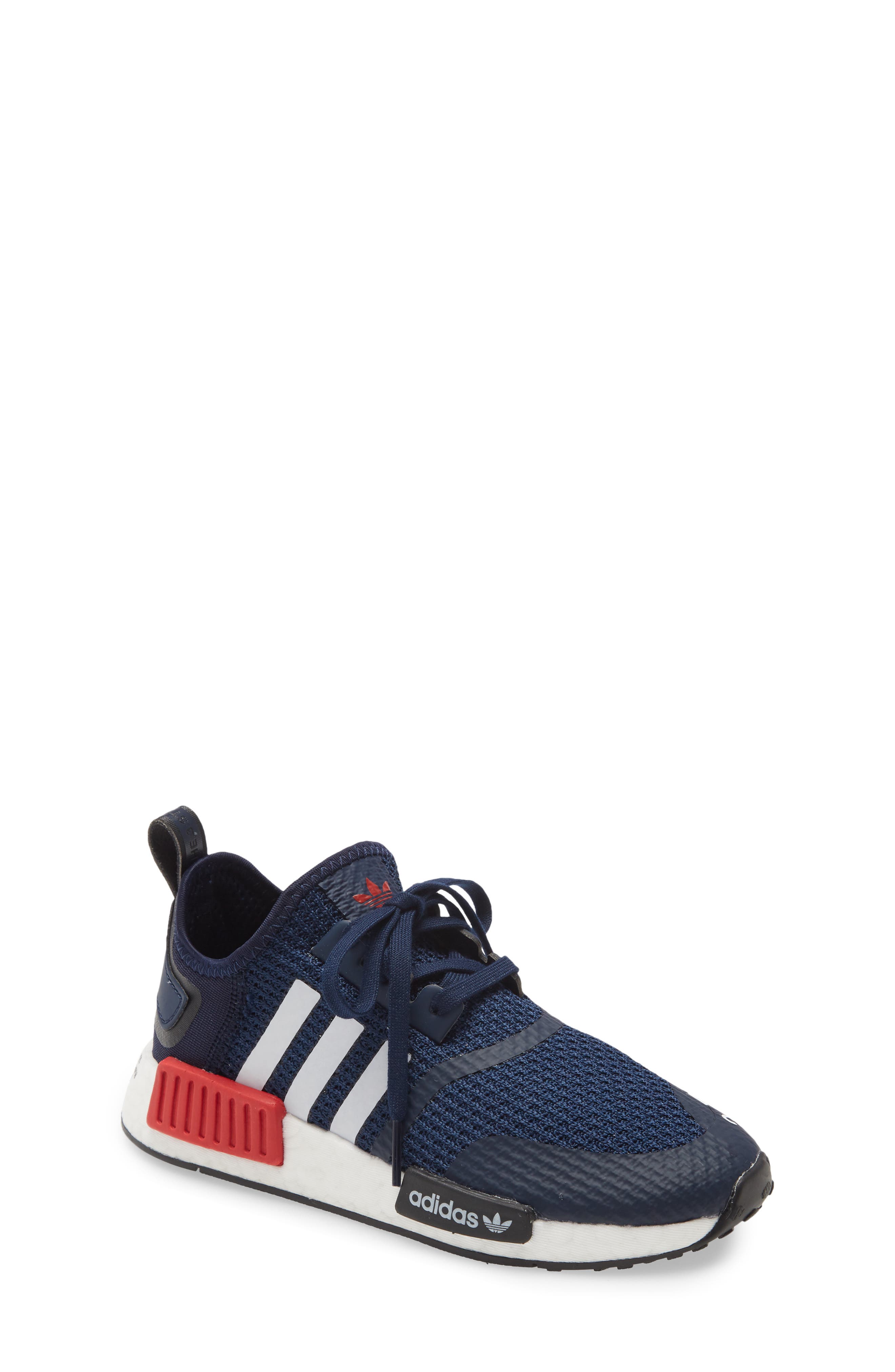 NMD R1 Sneaker, Main, color, NAVY/ WHITE/ SCARLET