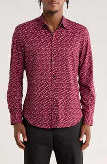 CONSTRUCT Paisley Print Slim Fit Stretch Button-Up Shirt