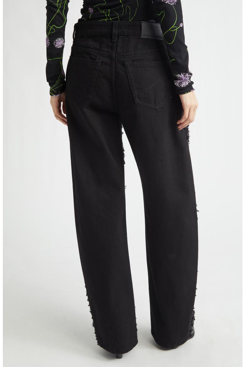 Relaxed Laser Bouclé Barrel Leg Jeans, Alternate, color, BLACK