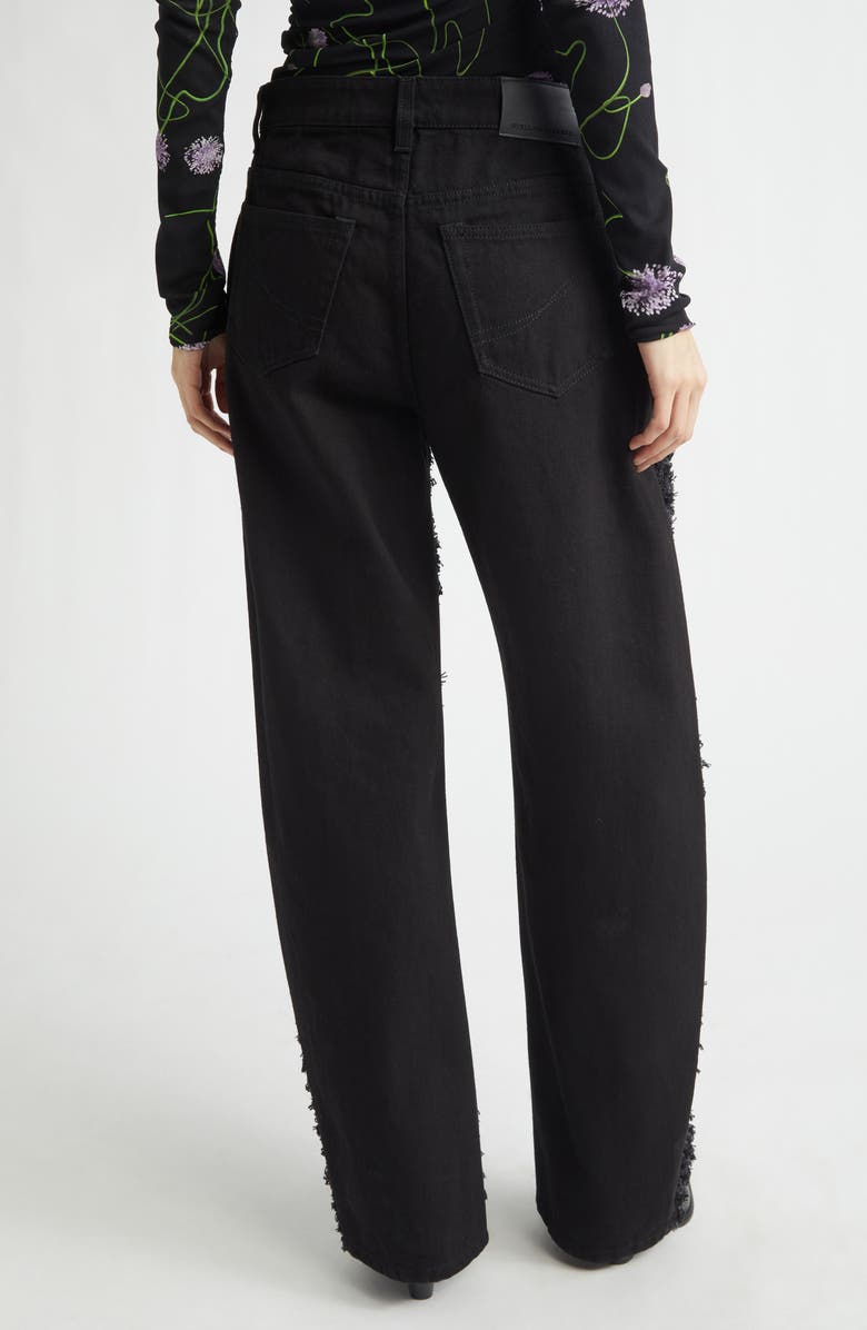 Stella McCartney Relaxed Laser Bouclé Barrel Leg Jeans, Alternate, color, Black