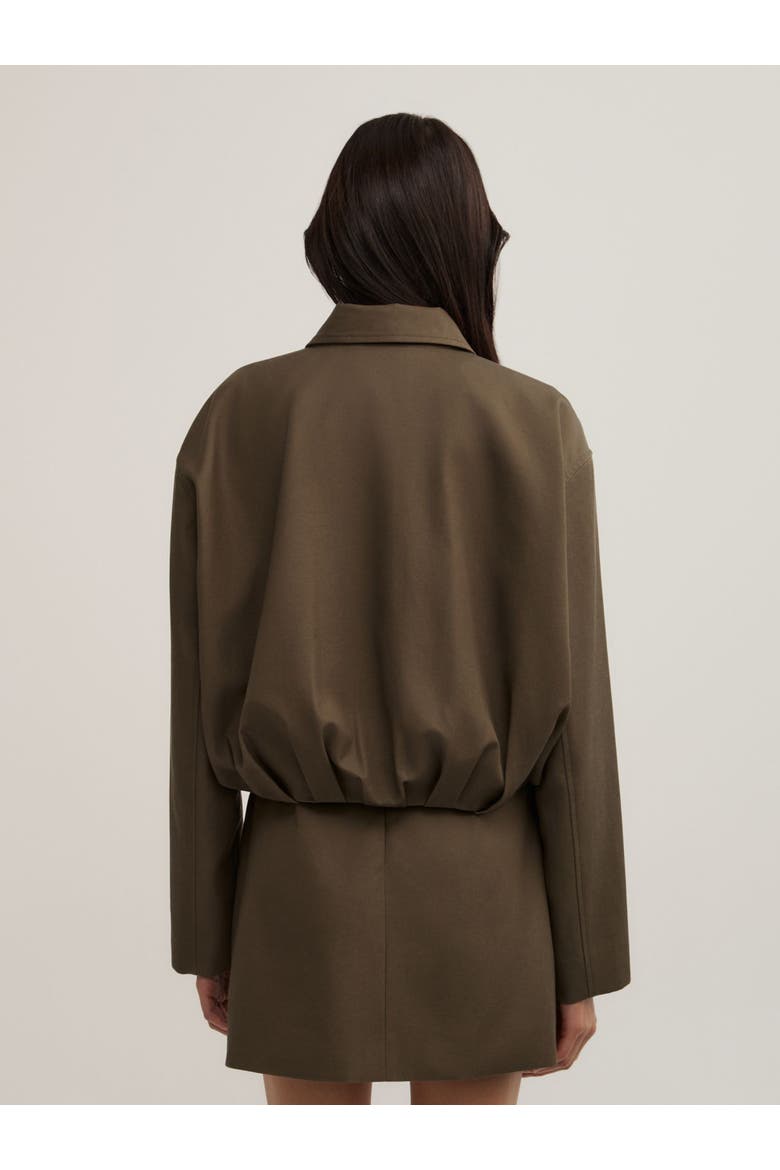Gathered Hem Bomber Jacket, Alternate, color, Khaki