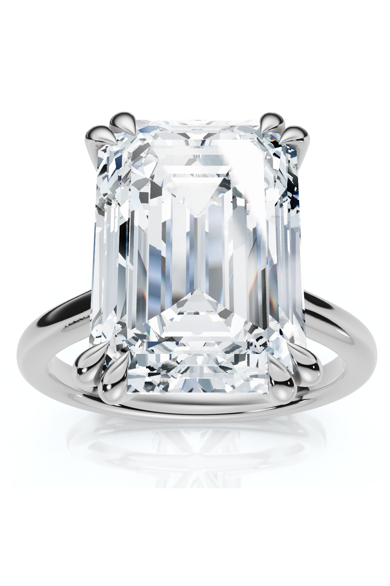Certified 6Ct Emerald Cut Diamond Solitaire Ring 14k Gold Lab Grown, Main, color, 14k White Gold