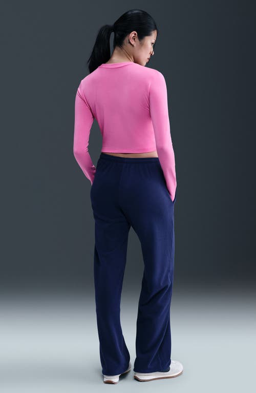 Nike Sportswear Chill Knit Slim Long Sleeve Crop T-shirt In Pink