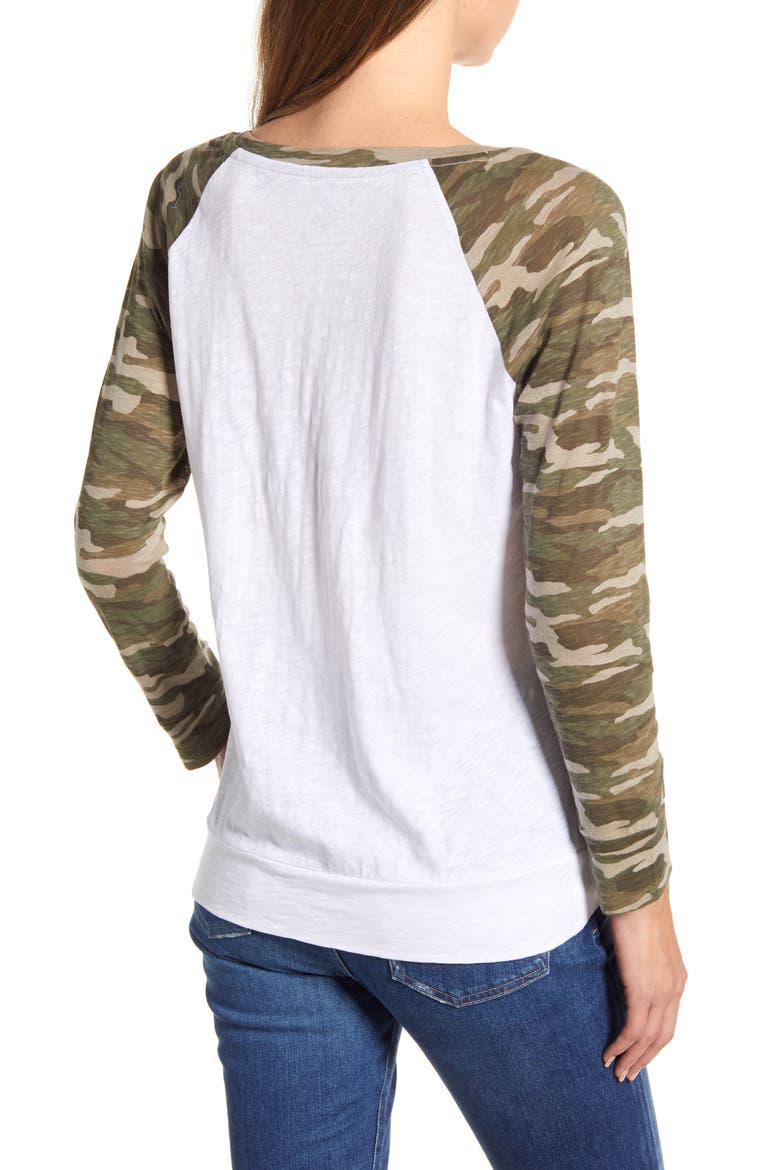 Lightweight Colorblock Cotton Tee, Alternate, color, WHITE- CAMO COMBO