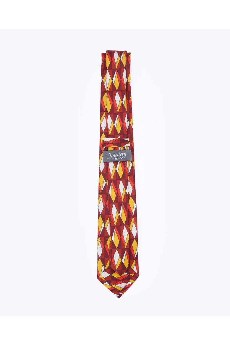 Prism Diamond Printed Silk Tie, Alternate, color, Crimson