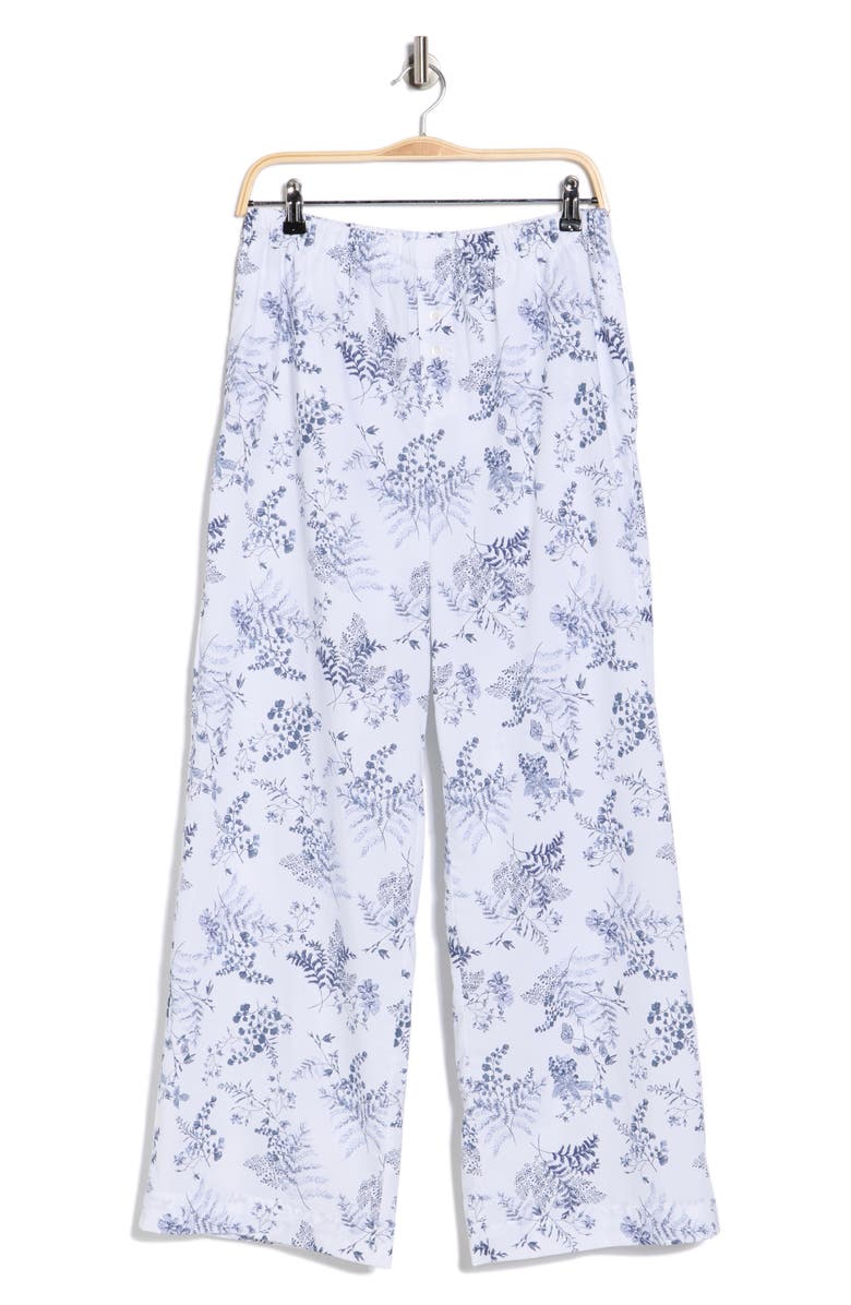 NORDSTROM RACK Cotton Poplin Pajama Pants, Main, color, White- Navy Restore Floral