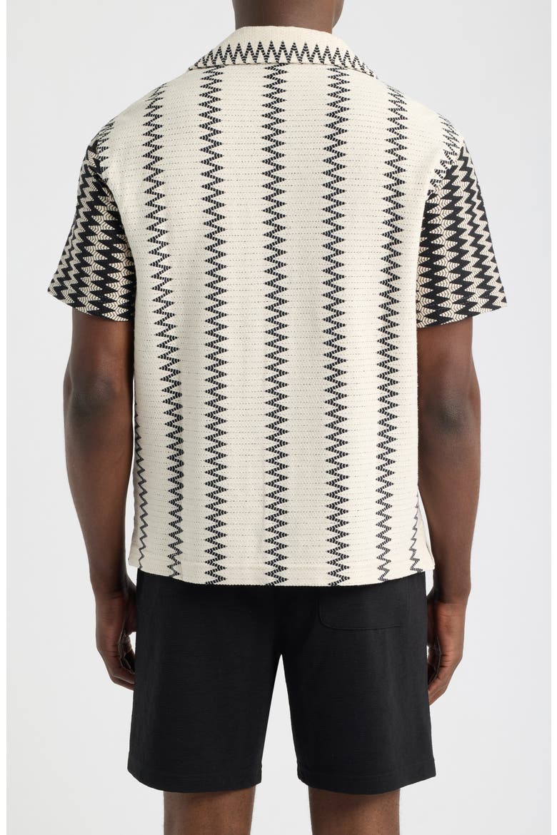 Dain Chevron Stripe Knit Camp Shirt, Alternate, color, WHITE/BLACK