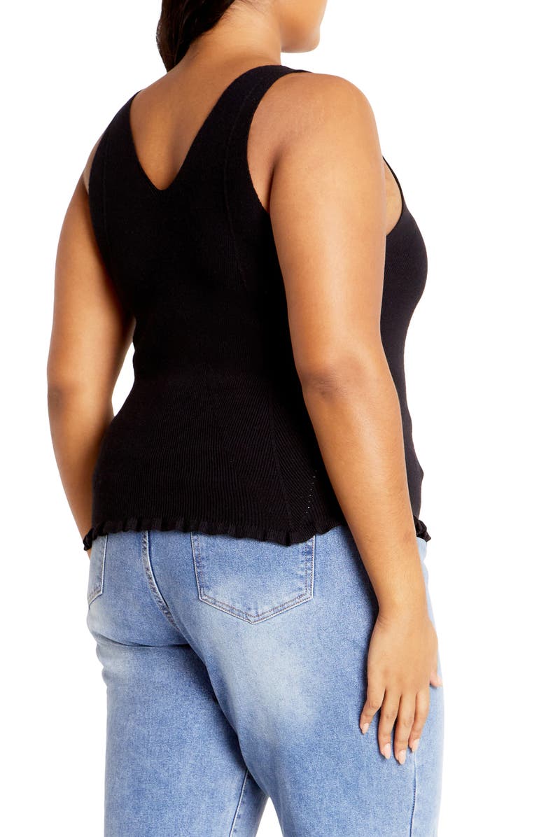 City Chic Sarah Ribbed Tank Top, Alternate, color, Black