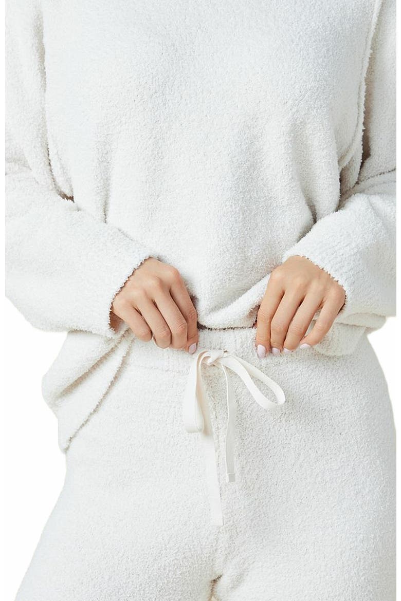 Solid Marshmallow Reverse Seam Crew Neck Lounge Set with Bracelet Sleeve, Alternate, color, Almond