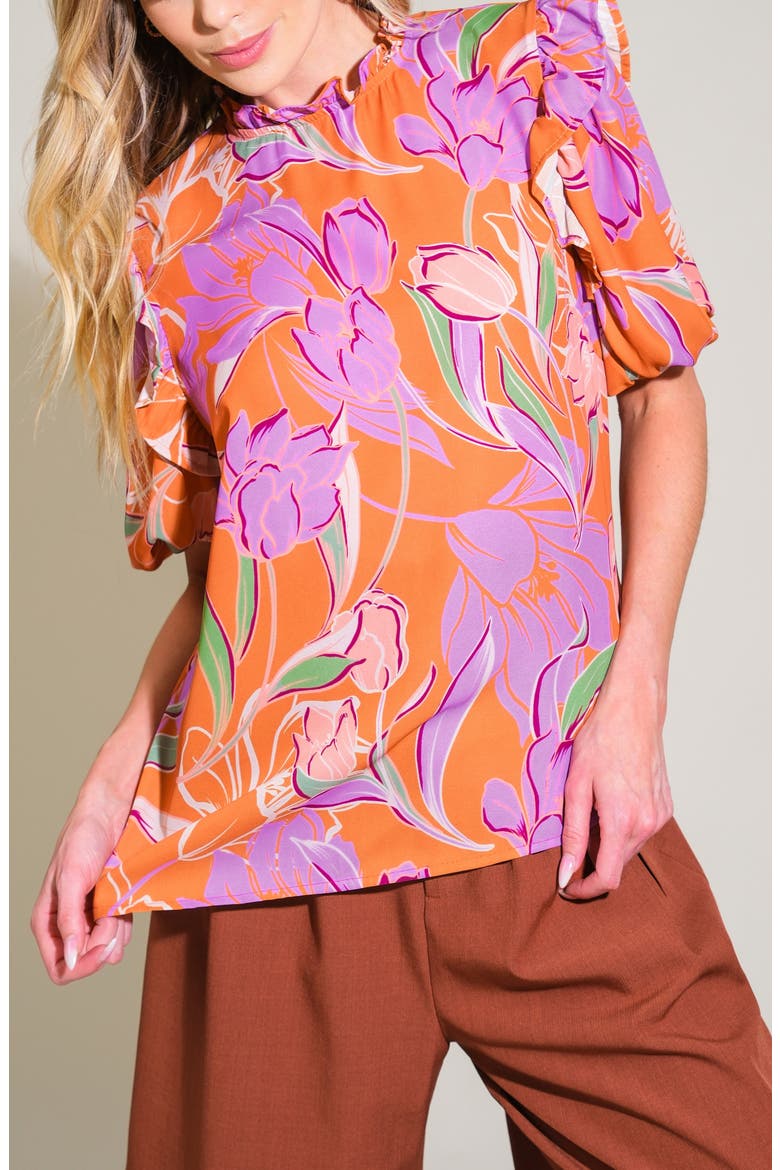 Floral Print Top, Alternate, color, RUST