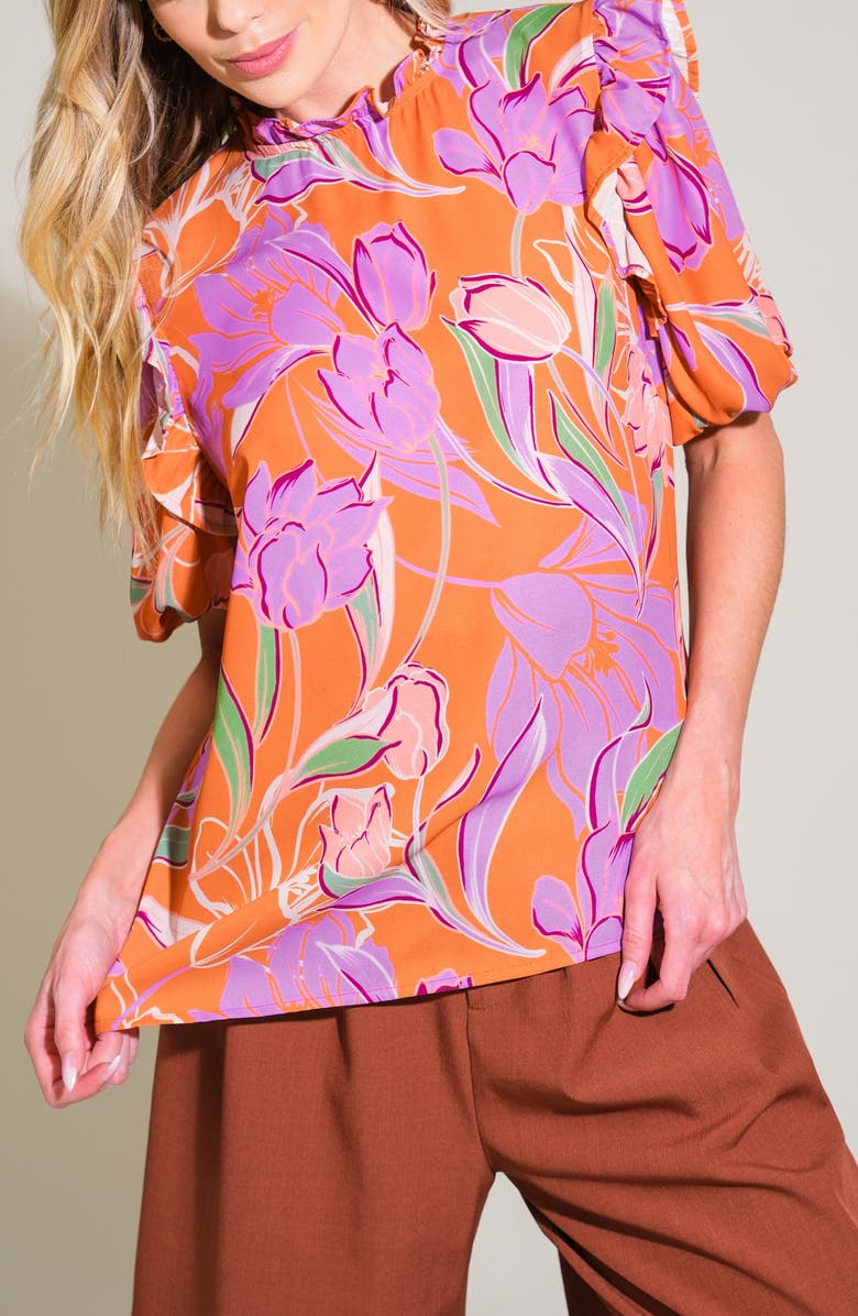 FLYING TOMATO Floral Print Top, Alternate, color, Rust