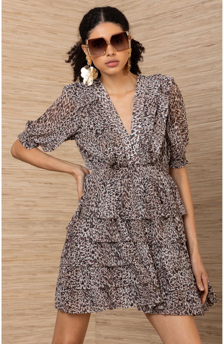 Hale Bob Blanche Chiffon Dress, Alternate, color, Brown