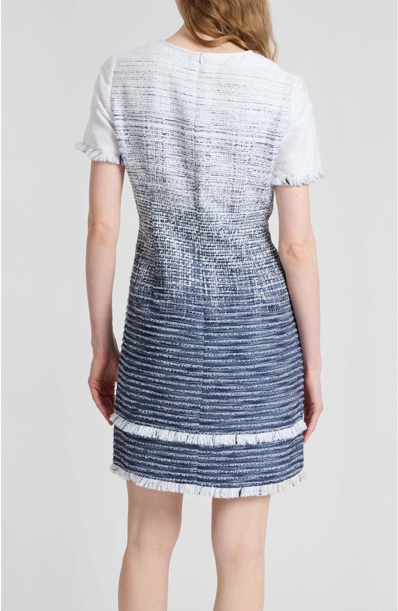Santorelli Melania Short Sleeve Shift Dress in Ombre Tweed, Alternate, color, Blue Aura