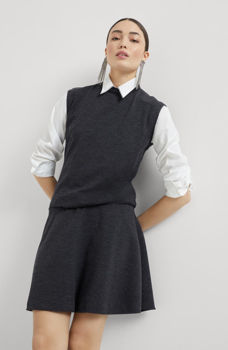 Brunello Cucinelli Mini dress with monili, Alternate, color, Anthracite