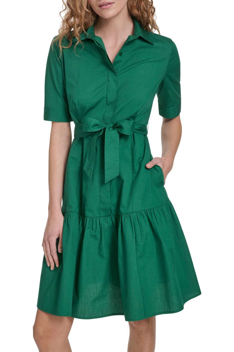 Short Sleeve Cotton Shirtdress, Alternate, color, MEADOW