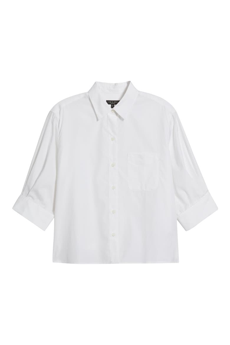 Lucia Poplin Button-Up Shirt, Alternate, color, WHITE