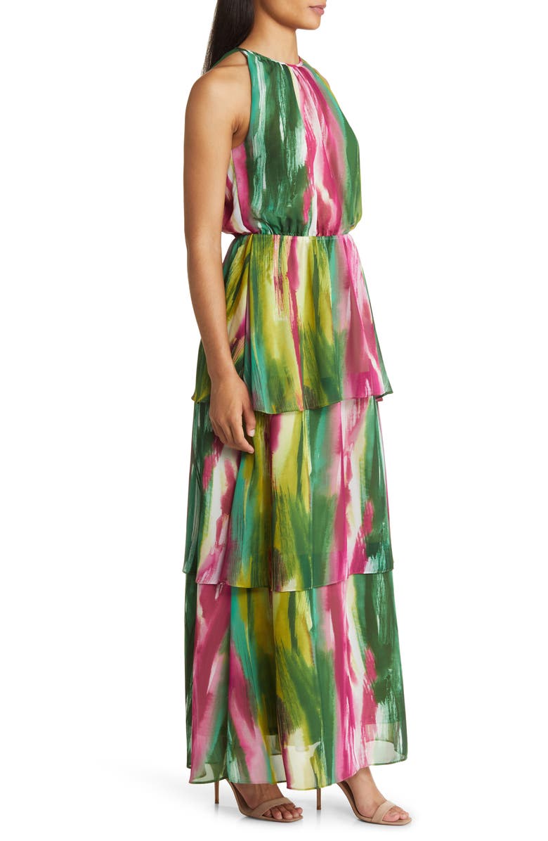 Donna Ricco Abstract Print Sleeveless Tiered Maxi Dress, Alternate, color, 