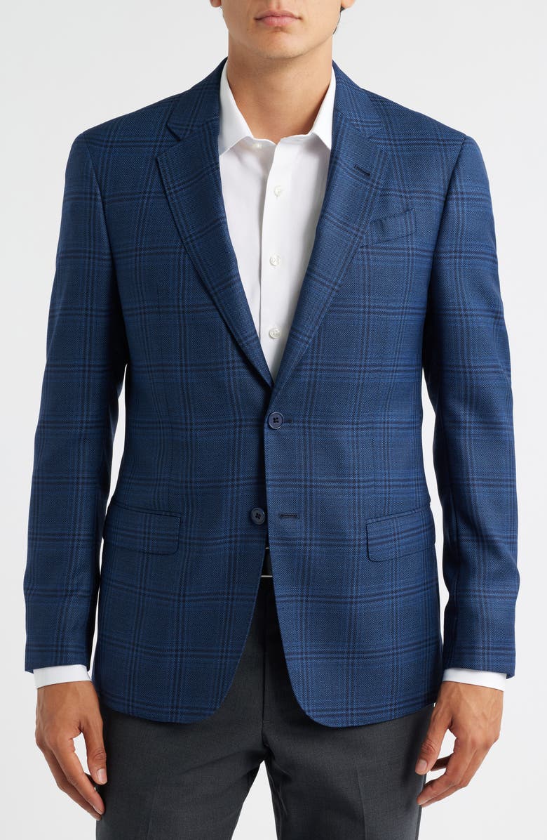 Emporio Armani G-Line Textured Navy Check Sport Coat, Alternate, color, Fancy Blue