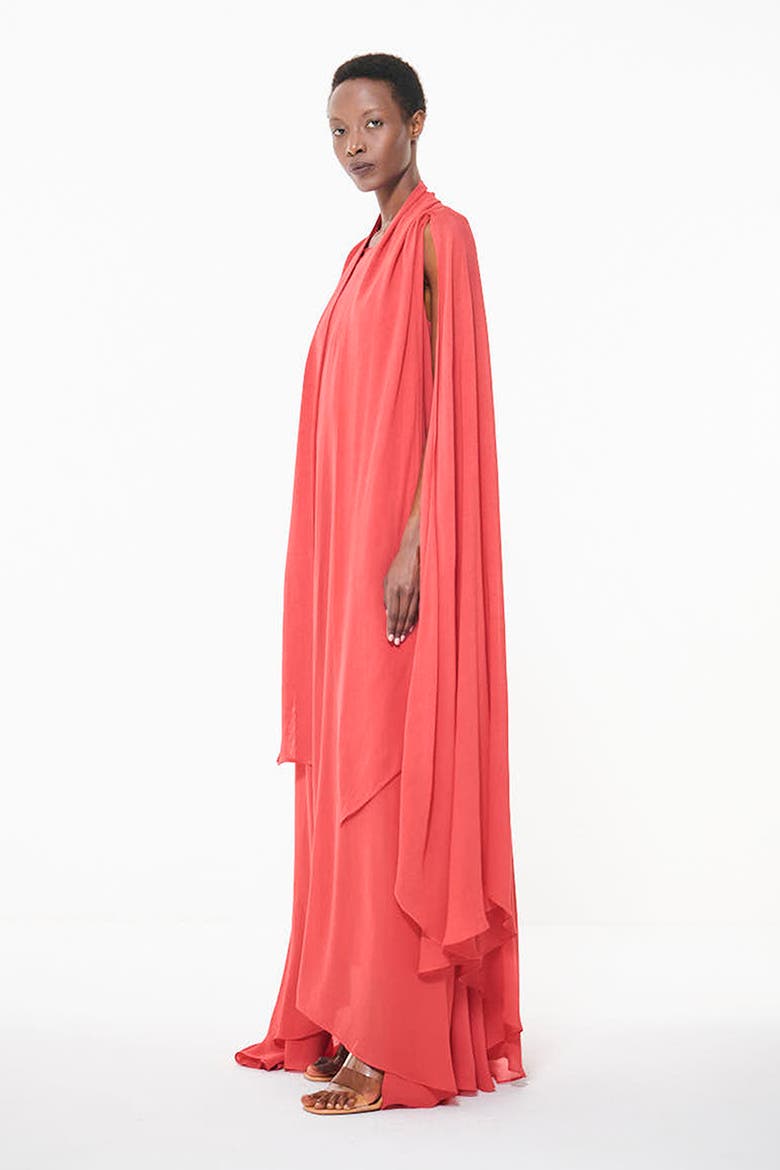 Cape Detail Maxi Kaftan, Alternate, color, Coral