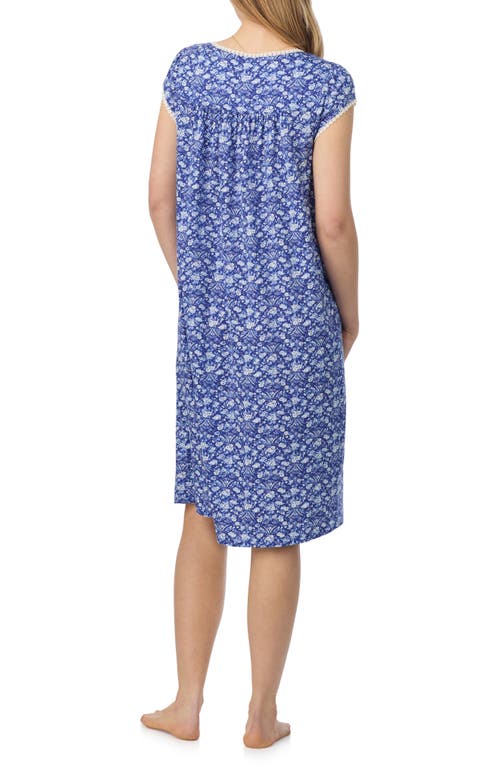 Eileen West Waltz Cap Sleeve Cotton Nightgown In Blue
